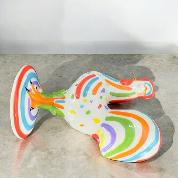 Poultry In Motion Rooster Ceramic Figurine 2010 Speckled Spectrum Multicolor - Picture 3 of 13
